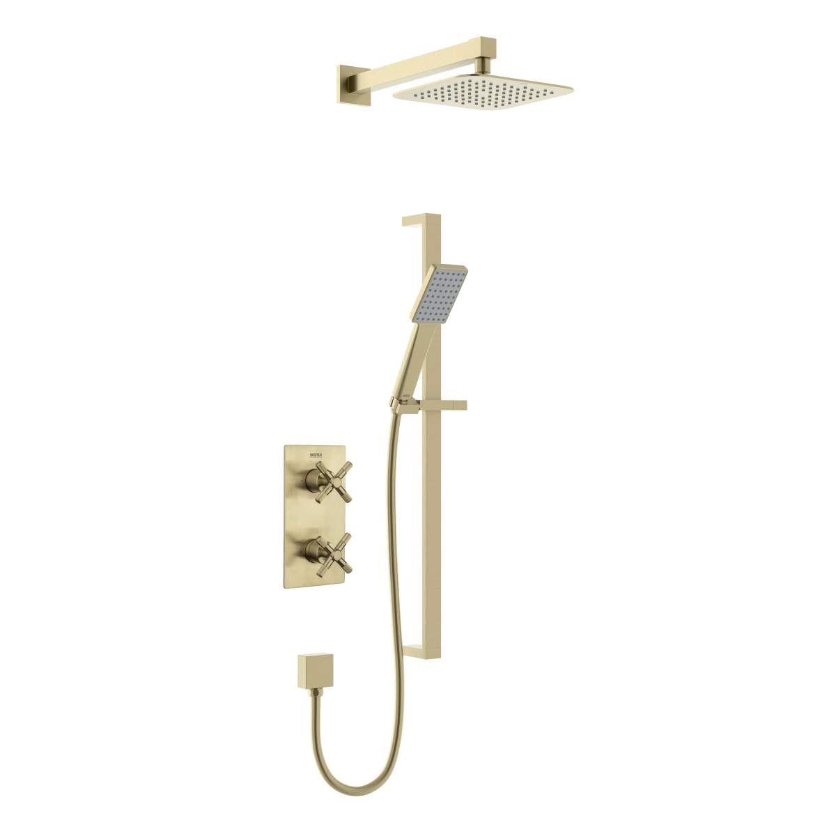 Bristan Concealed Brushed Brass Shower with Fixed Head and Flexible Riser Kit (CRU BB SHWR PK)