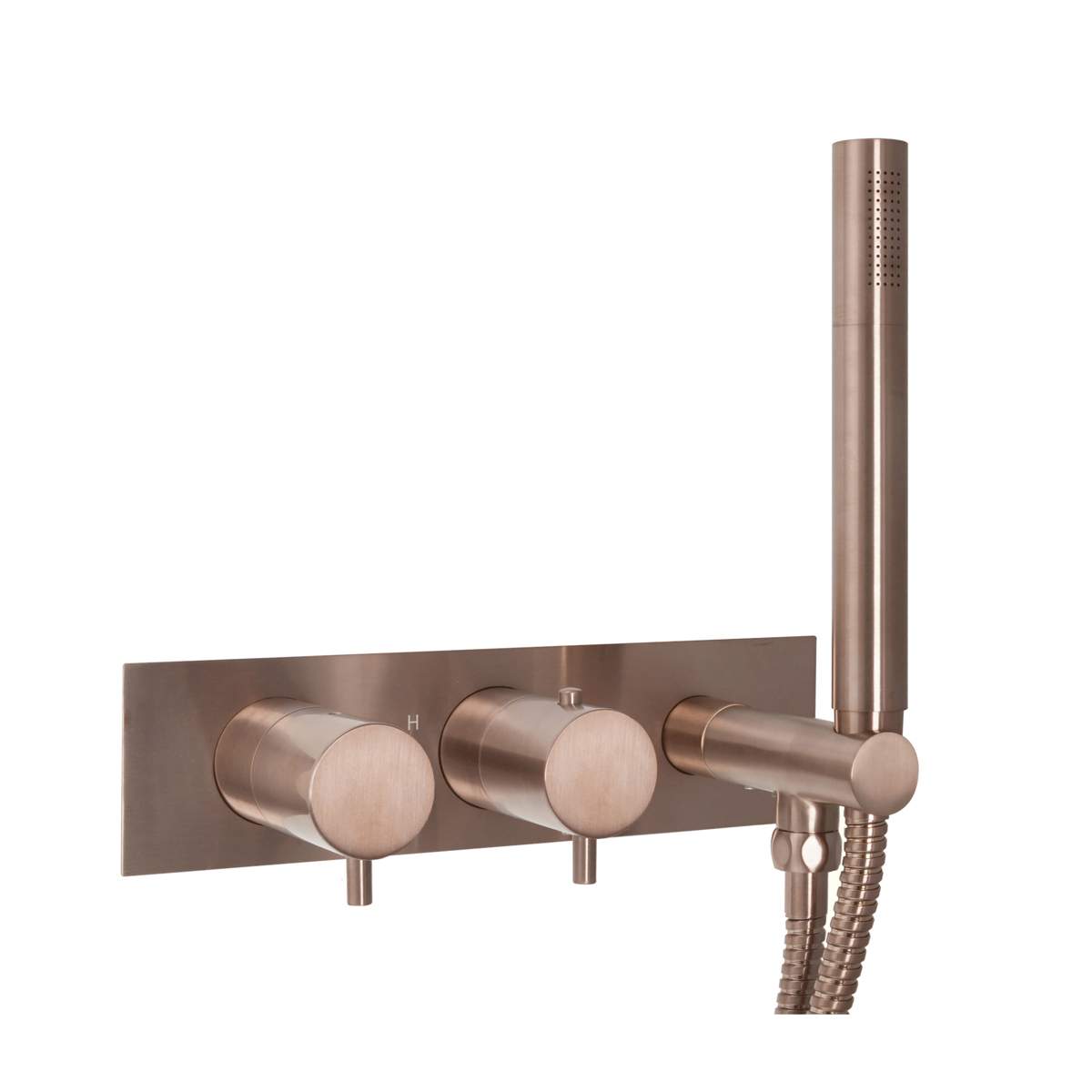 JTP Vos Brushed Bronze Thermostatic Concealed 2 Outlet Shower Valve with Handset (215868BRZ)