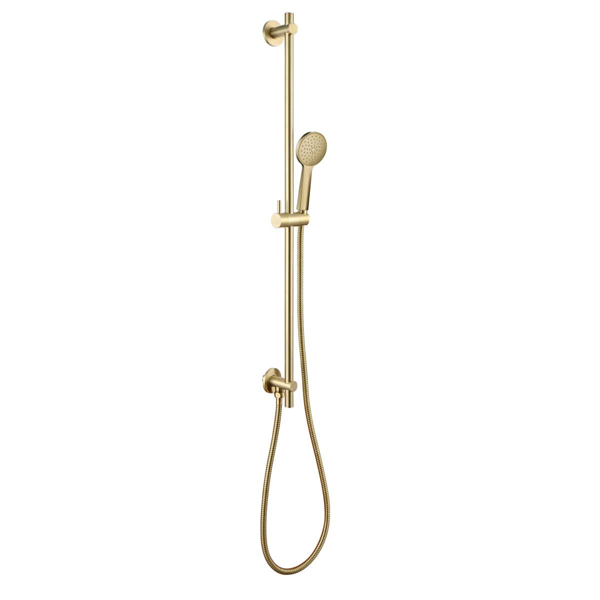 JTP Vos Brushed Brass Slide Rail with Round Shower Handle and Hose (23129510BBR)