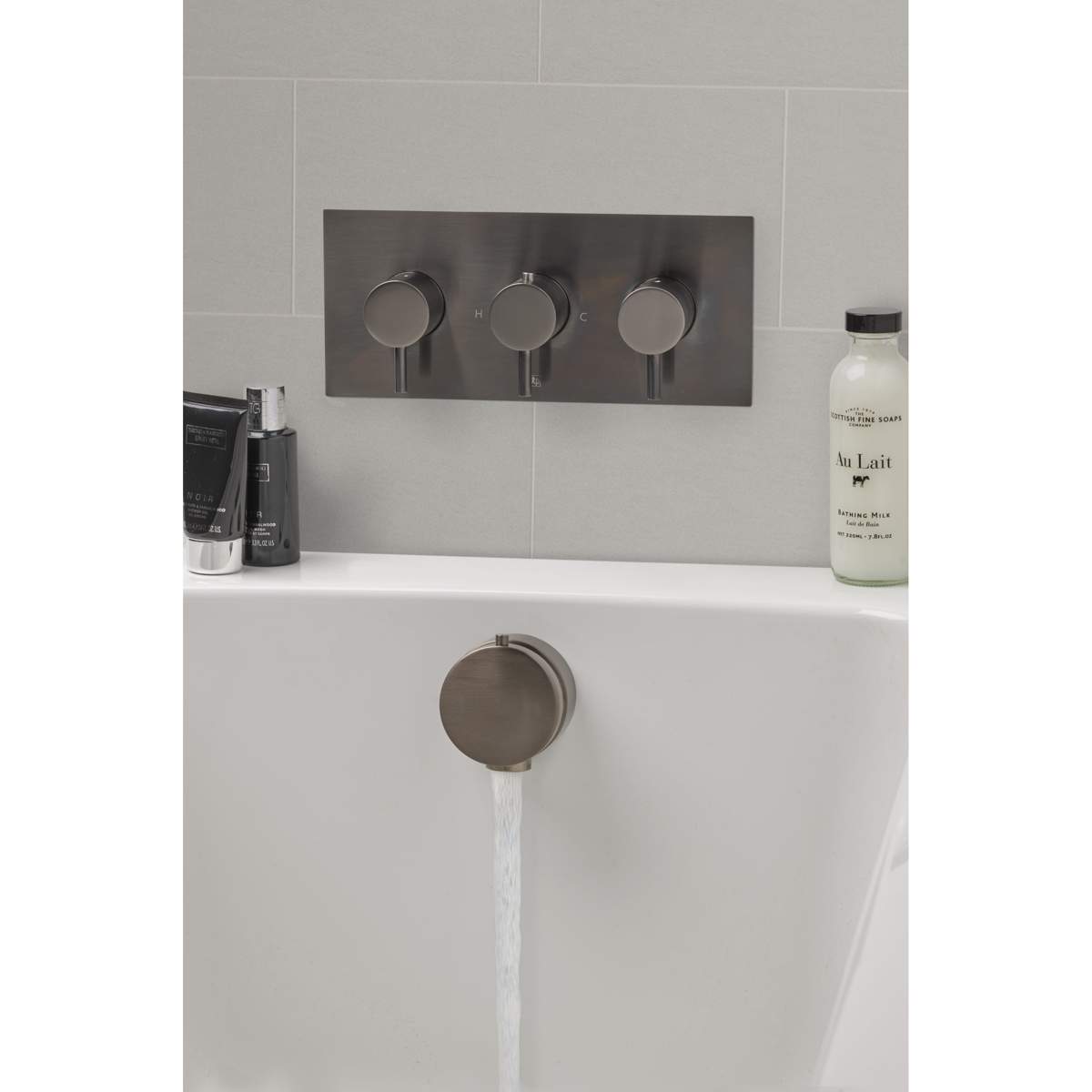 JTP Vos Brushed Black Thermostatic Concealed 3 Outlet Horizontal Shower Valve (27692ABBL)