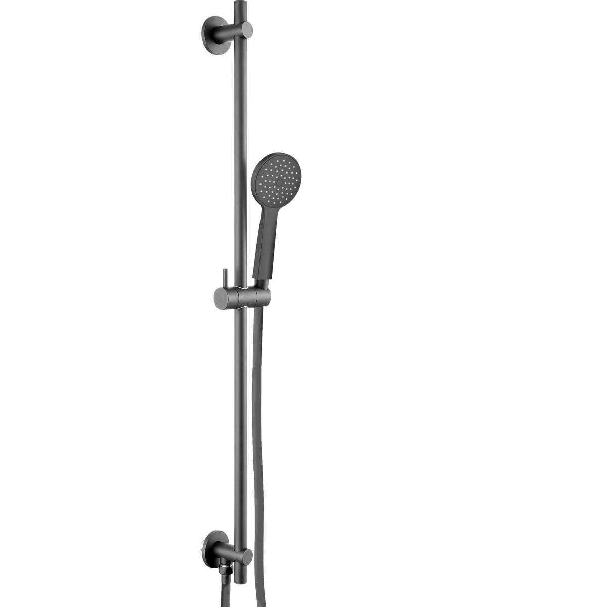 JTP Vos Matt Black Slide Rail with Round Shower Handle and Hose with Bottom Outlet (28129510MB)