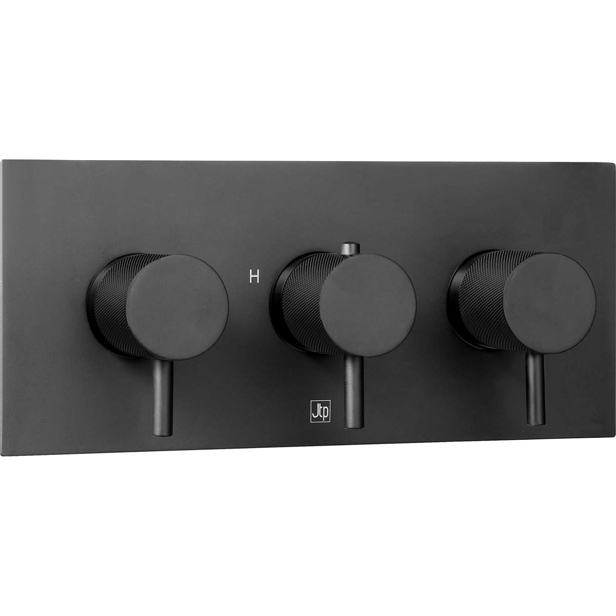 JTP Vos Matt Black Thermostatic Concealed 2 Outlet Horizontal Shower Valve (28693AMB)