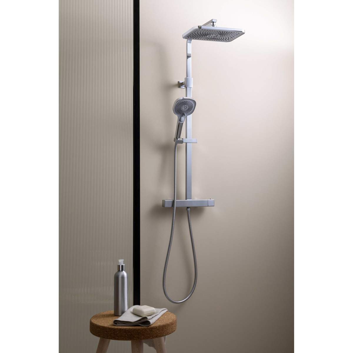 JTP Hix Chrome Thermostatic Bar Valve with 2 Outlets and Multifunction Shower Handle (32819CH)