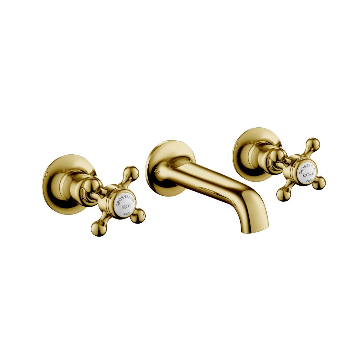 JTP Grosvenor Cross Antique Brass Edition 3 Hole Basin Mixer (76089AG)