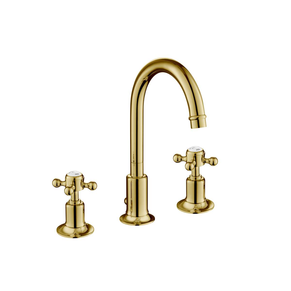 JTP Grosvenor Cross Antique Brass Edition 3 Hole Basin Mixer (76191G)