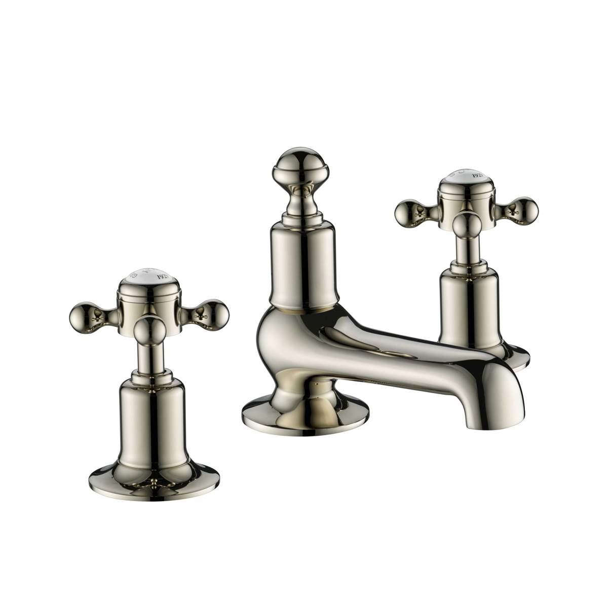 JTP Grosvenor Cross Nickel 3 Hole Basin Mixer (76193NK)