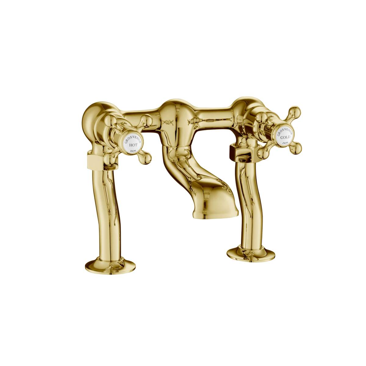 JTP Grosvenor Cross Antique Brass Edition Deck Mounted Bath Filler (76223G)