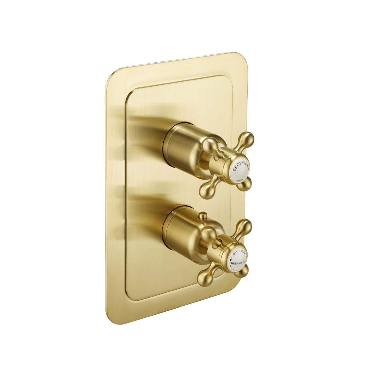 JTP Grosvenor Cross Brushed Brass Thermostatic 2 Outlet Shower Valve (76671BBR)