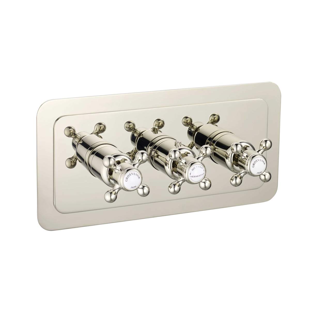 JTP Grosvenor Cross Nickel Thermostatic 3 Outlet Shower Valve (76692NK)