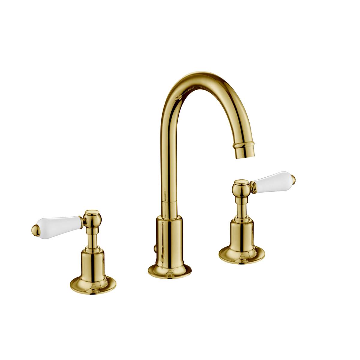 JTP Grosvenor Lever Antique Brass Edition 3 Hole Basin Mixer (85191G)