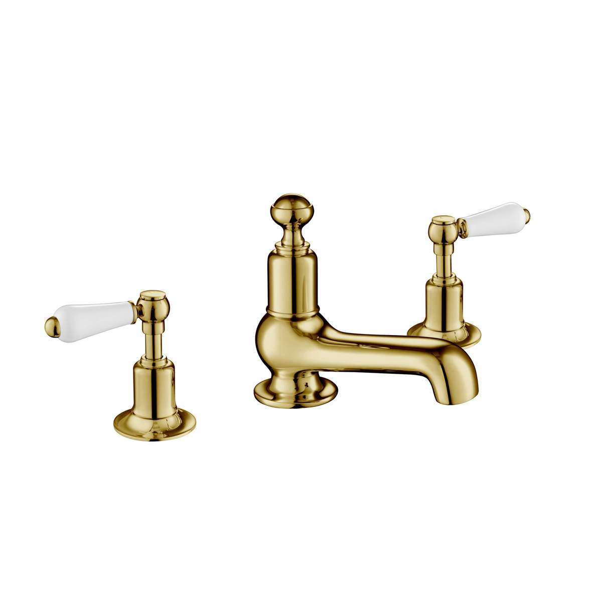 JTP Grosvenor Lever Antique Brass Edition 3 Hole Basin Mixer (85193G)