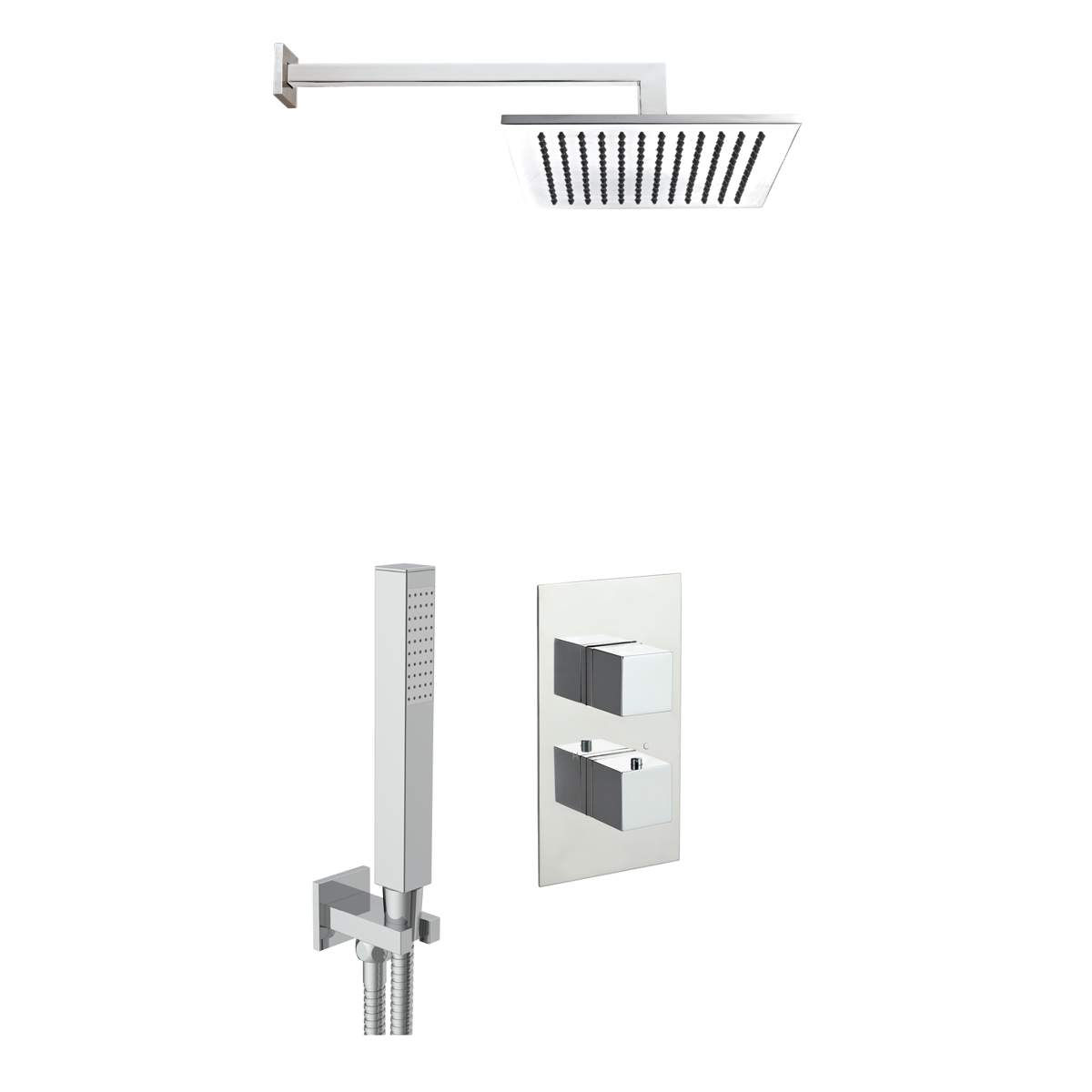 JTP Square Thermostat with Overhead Shower and Fixed Shower Handle (COM039)