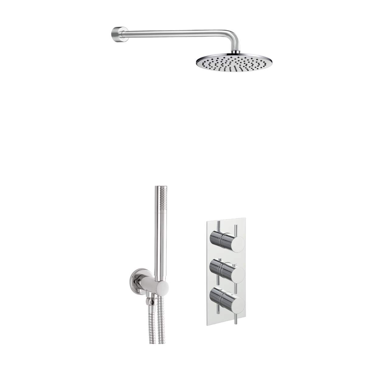 JTP Round Thermostat with Overhead Shower and Fixed Shower Handle (COM040)