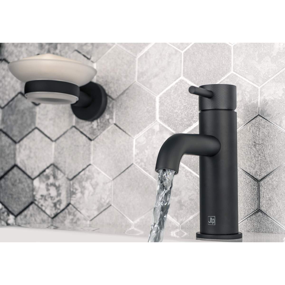 JTP Vos Matt Black Single Lever Basin Mixer with Designer Handle (DH28008AMB)