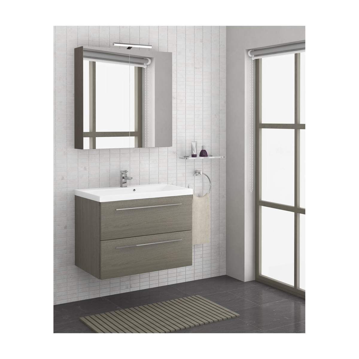 JTP Pace Units 600mm Wall Mounted Unit with Drawers and Basin in Grey (PWM603GR + P600BS)
