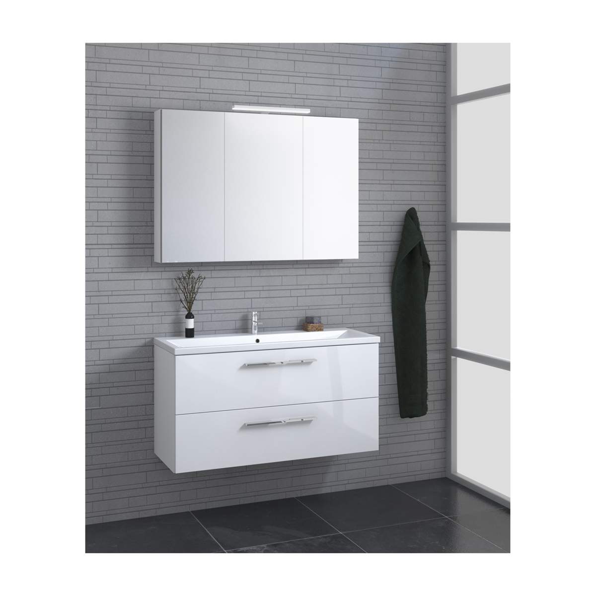 JTP Pace Units 800mm Wall Mounted Unit with Drawers and Basin in White (PWM803W + P800BS)