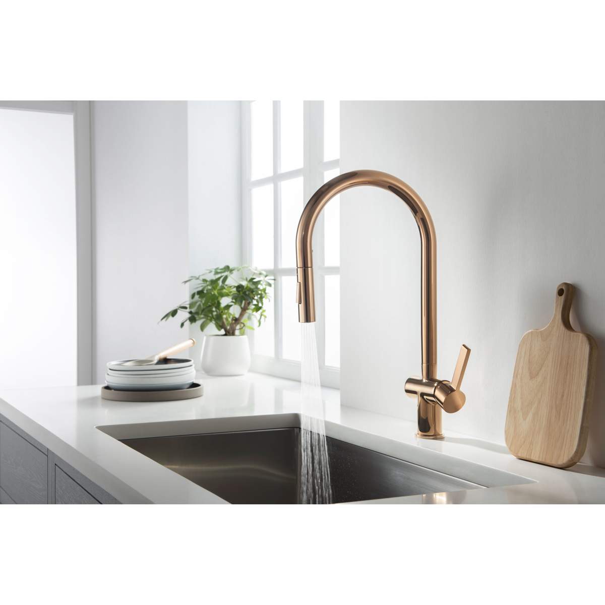 JTP Vos Rose Gold Single Lever Sink Mixer with Pull-Out (RG127)