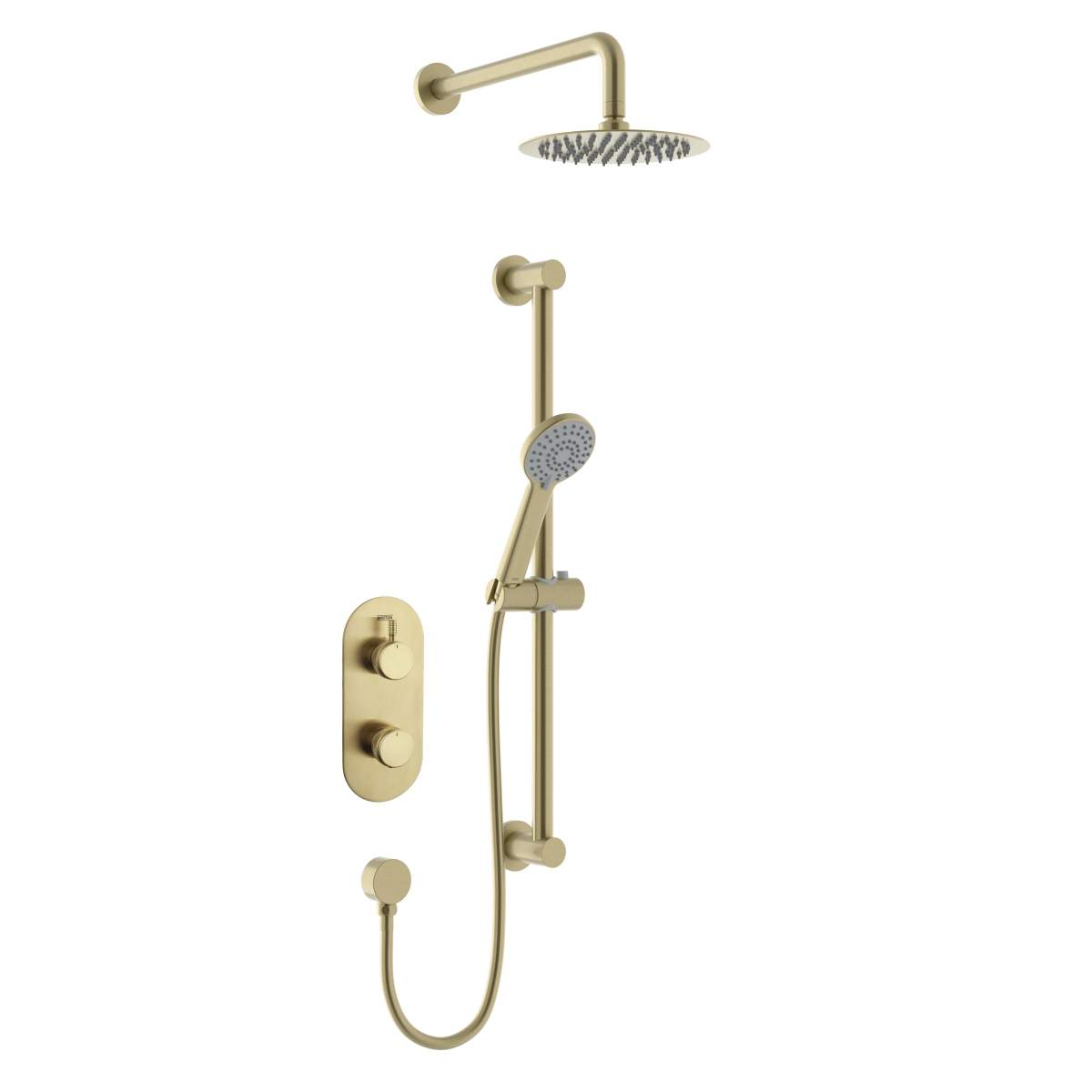 Bristan Concealed Thermostatic Dual Control Two Outlet Shower Pack Brushed Brass (MOLIDA BB SHWR PK)