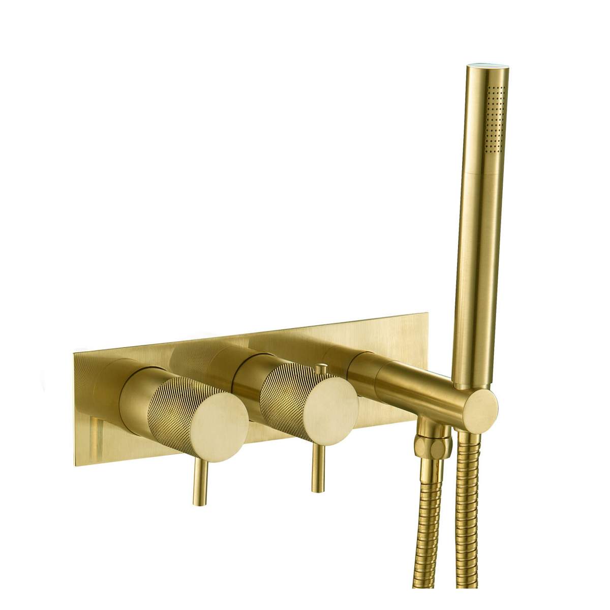 JTP Vos Brushed Brass Thermostatic Concealed 2 Outlet Shower Valve with Handset (235868BBR)