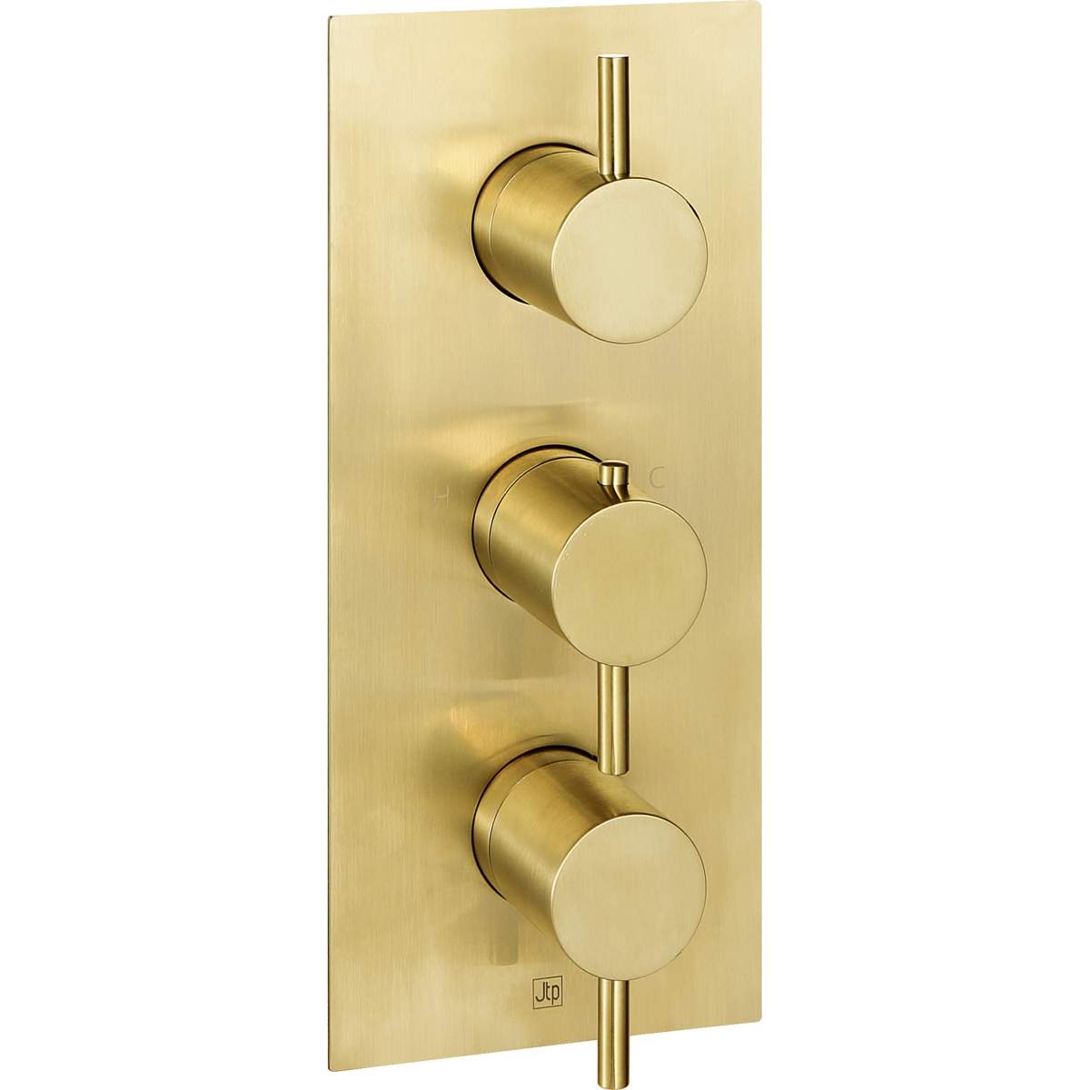 JTP Vos Brushed Brass Thermostatic Concealed 3 Outlet Vertical Shower Valve (23691ABBR)