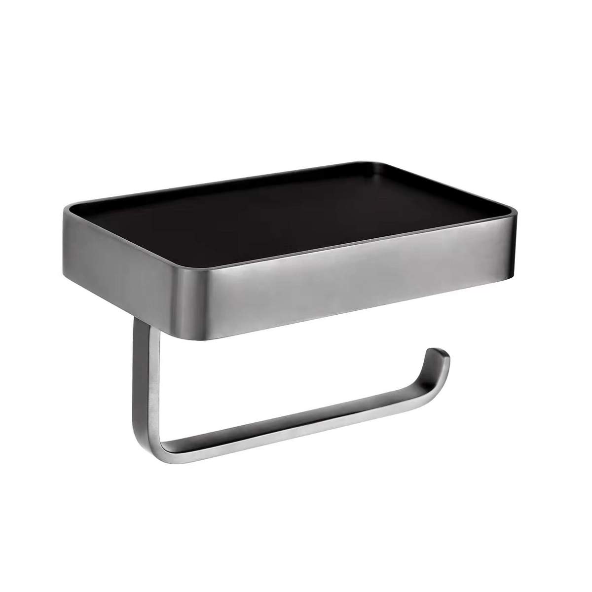 JTP Vos Brushed Black Toilet Roll Holder with Mobile Phone Shelf (27261BBL)