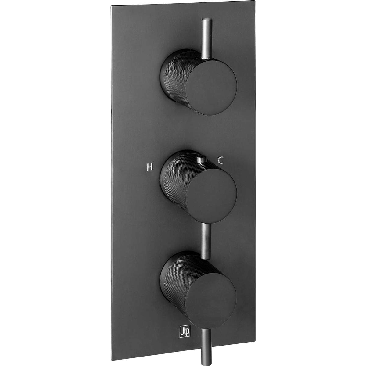 JTP Vos Matt Black Thermostatic Concealed 2 Outlet Vertical Shower Valve (28690AMB)