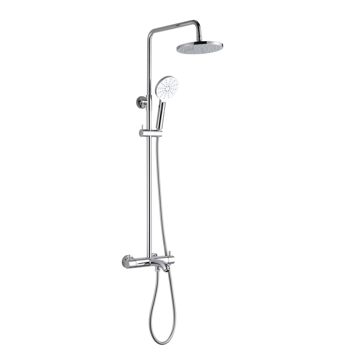 JTP Florence Thermostatic Shower Pole, Adjustable with Overhead Shower, Hand Shower and Bath Spout (55101)