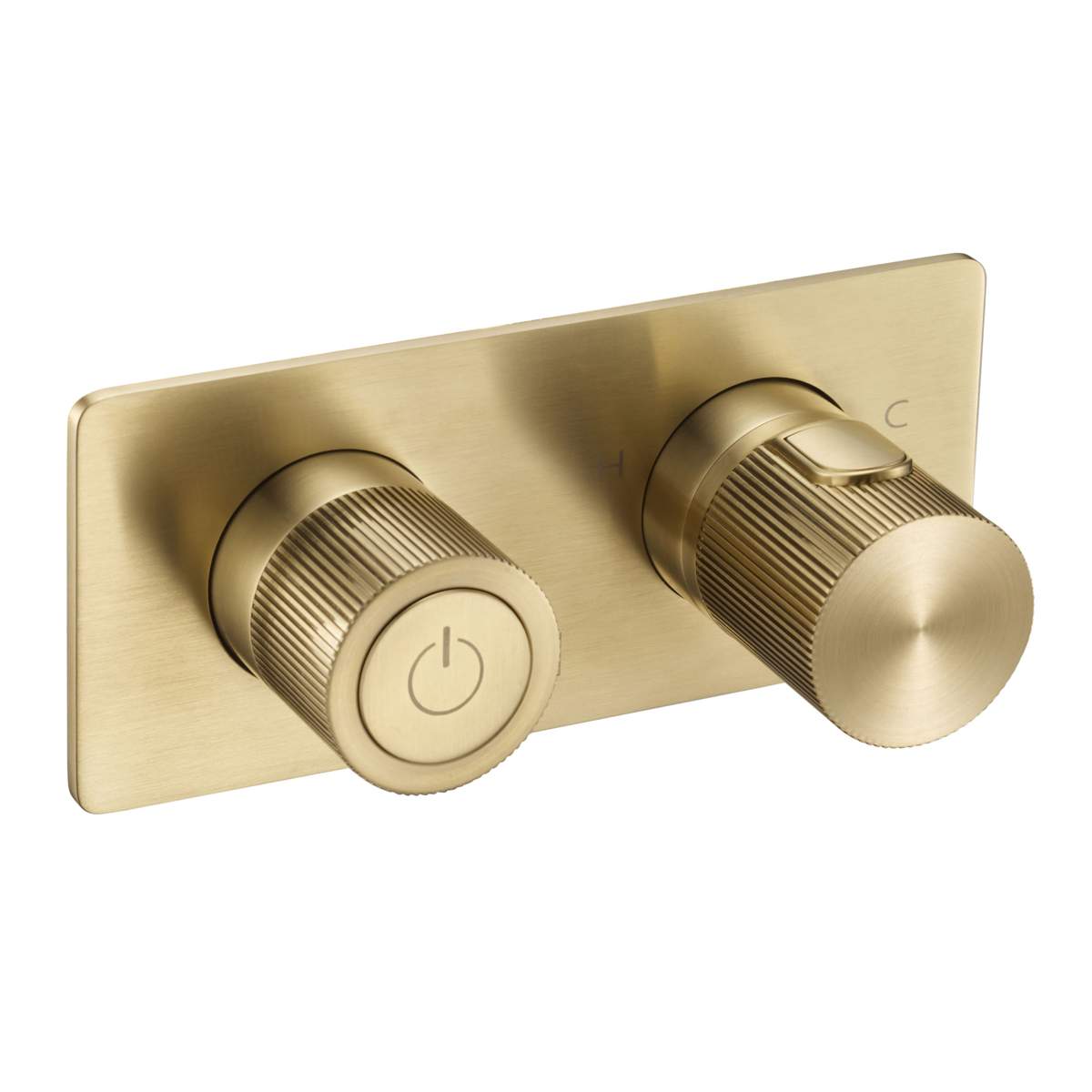 JTP Evo Brushed Brass Thermostatic Concealed Push Button 2 Outlet Shower Valve (63122BBR)