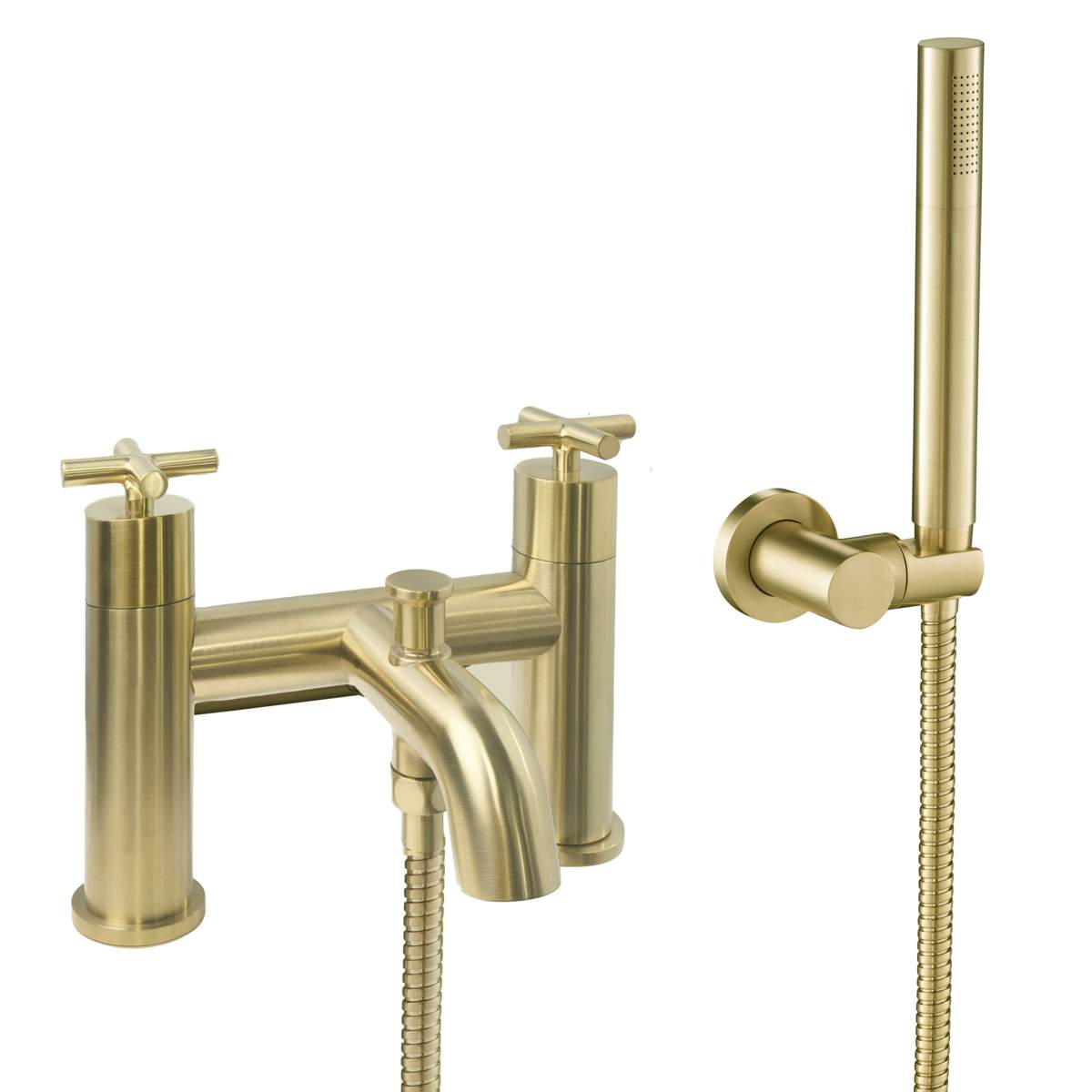 JTP Solex Brushed Brass Deck Mounted Bath Shower Mixer with Kit (66275BBR)
