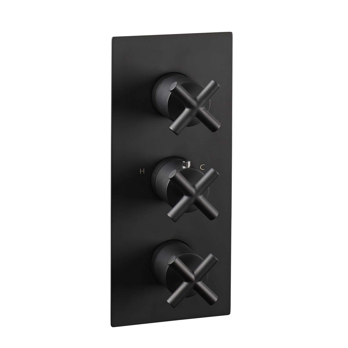 JTP Solex Matt Black Thermostatic Concealed 3 Outlet Vertical Shower Valve (6691AMB)