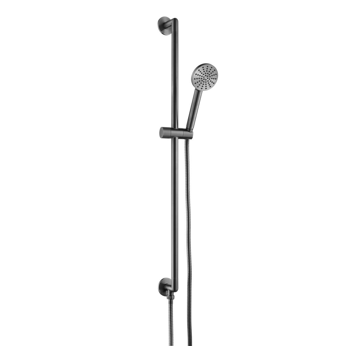 JTP Evo Brushed Black Slide Rail with Round Shower Handle and Hose with Bottom Outlet (67129510BBL)