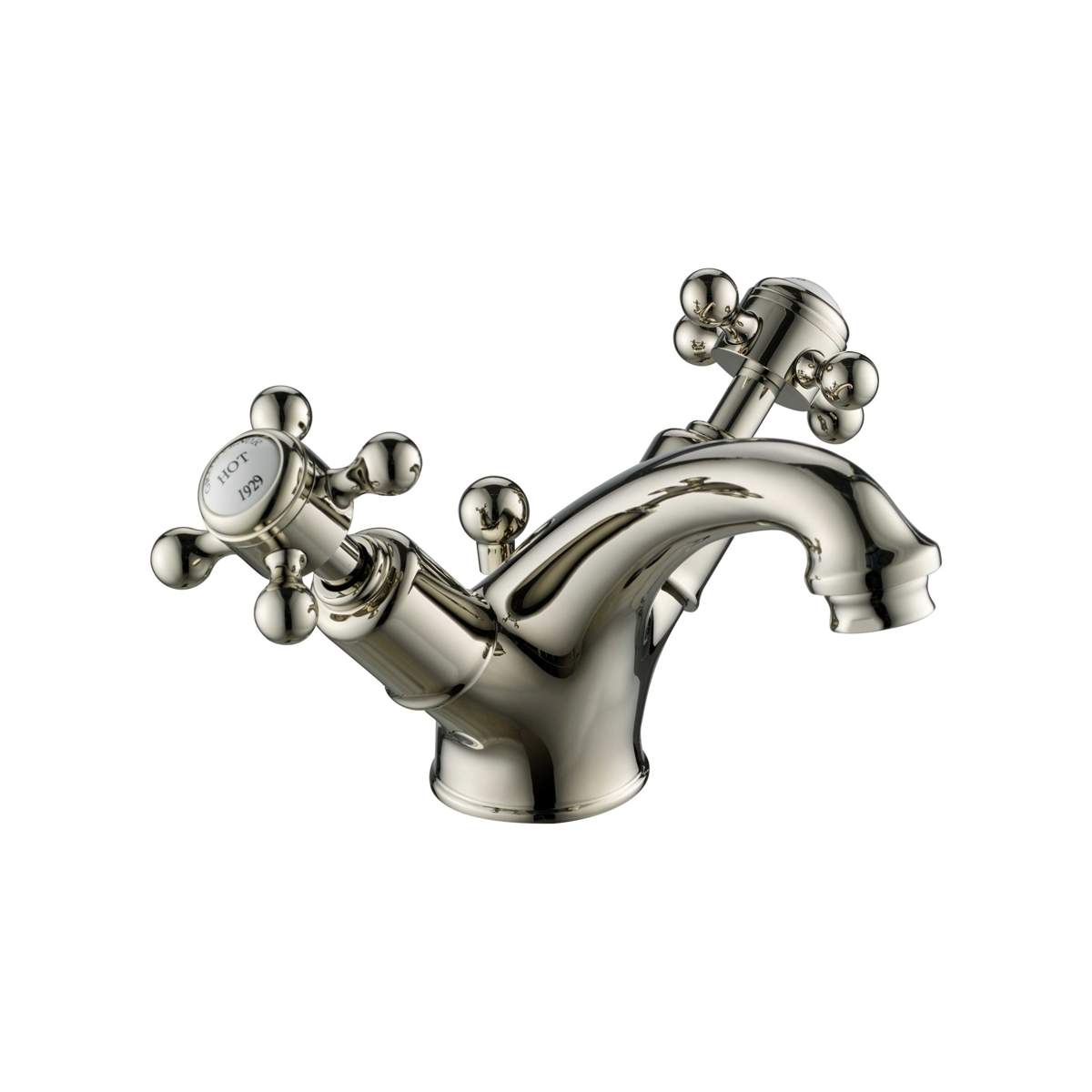 JTP Grosvenor Cross Nickel Basin Mixer with Pop-Up Waste (76169NK)