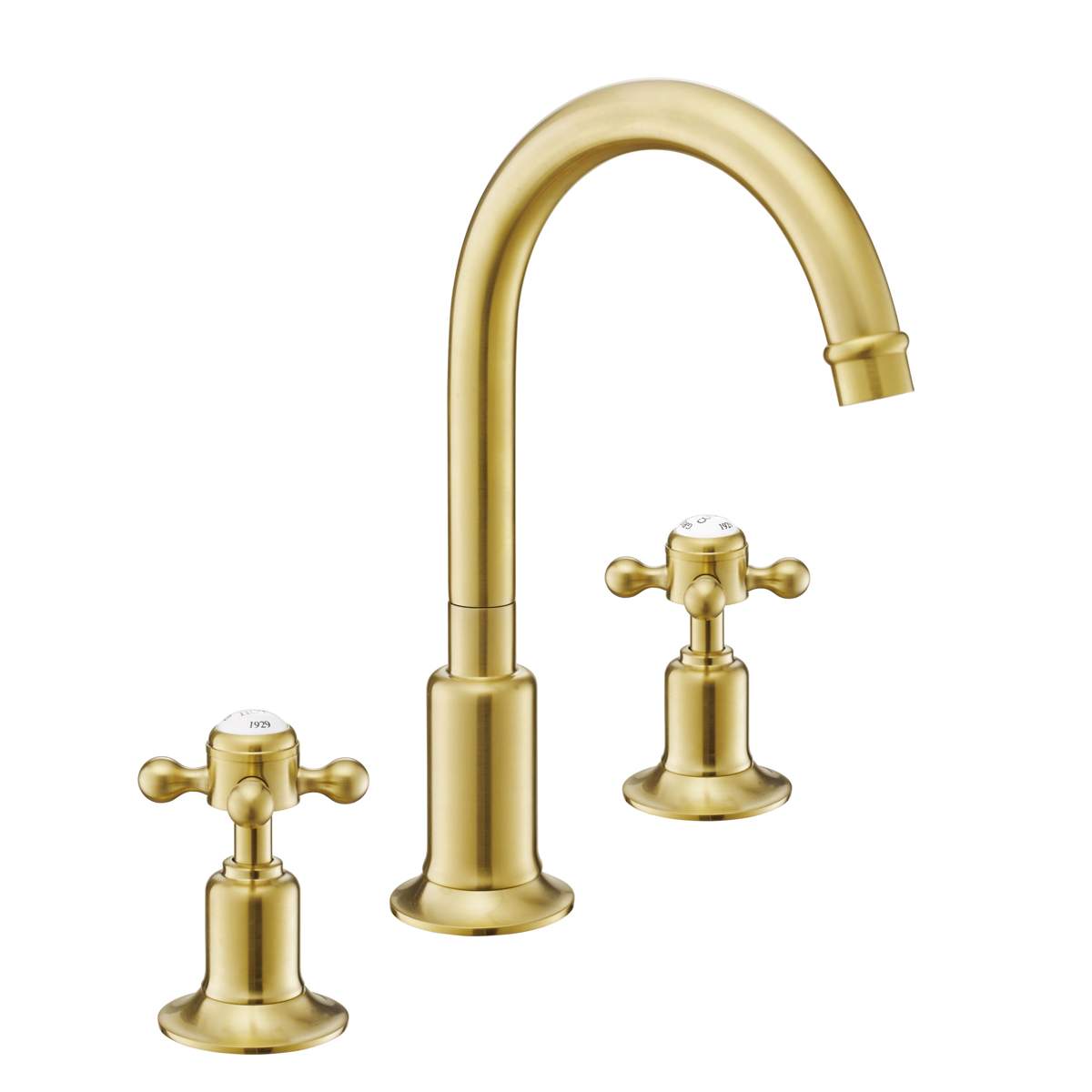 JTP Grosvenor Cross Brushed Brass 3 Hole Basin Mixer (76191BBR)