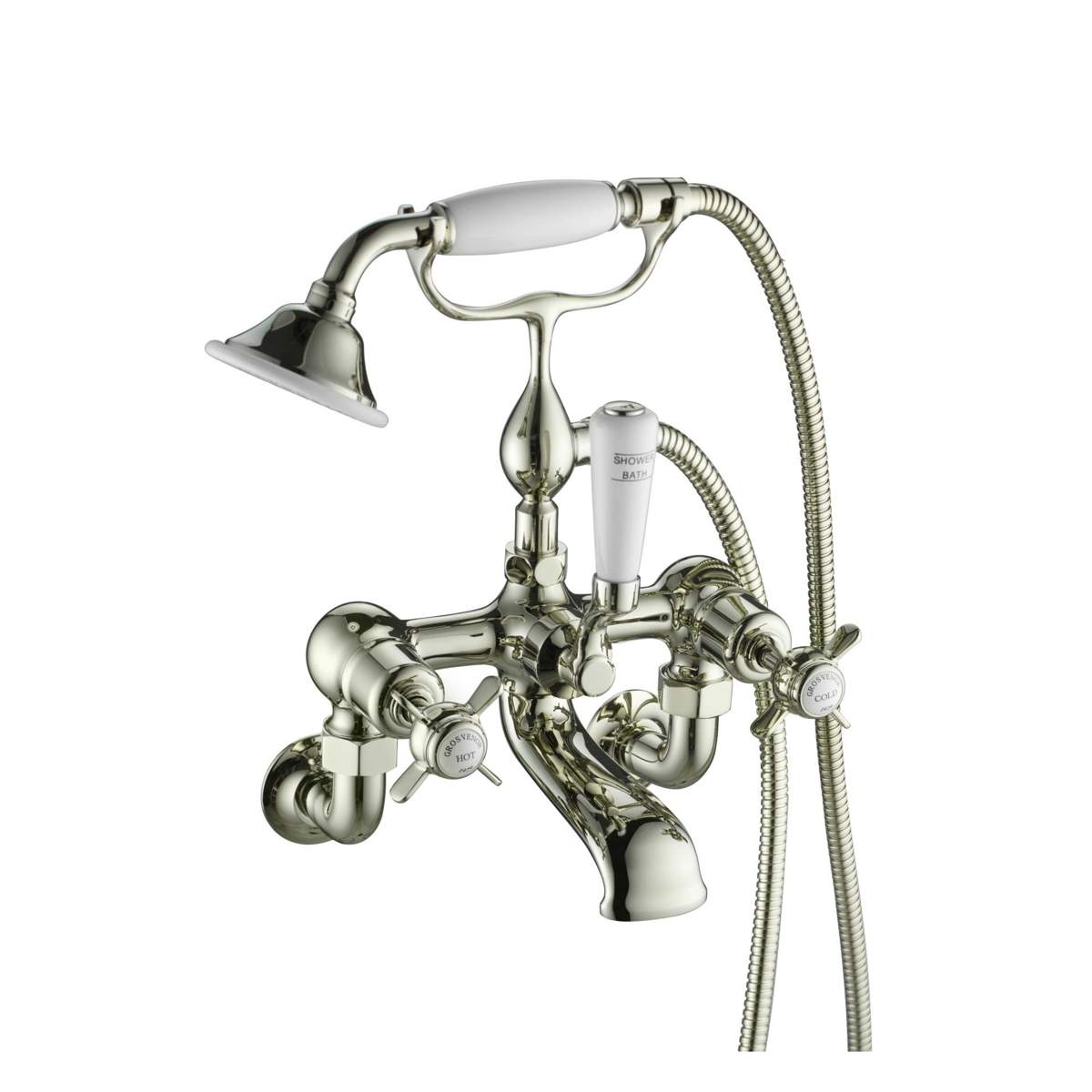 JTP Grosvenor Pinch Nickel Bath Wall Mounted Shower Mixer with Kit (98275WMNK)