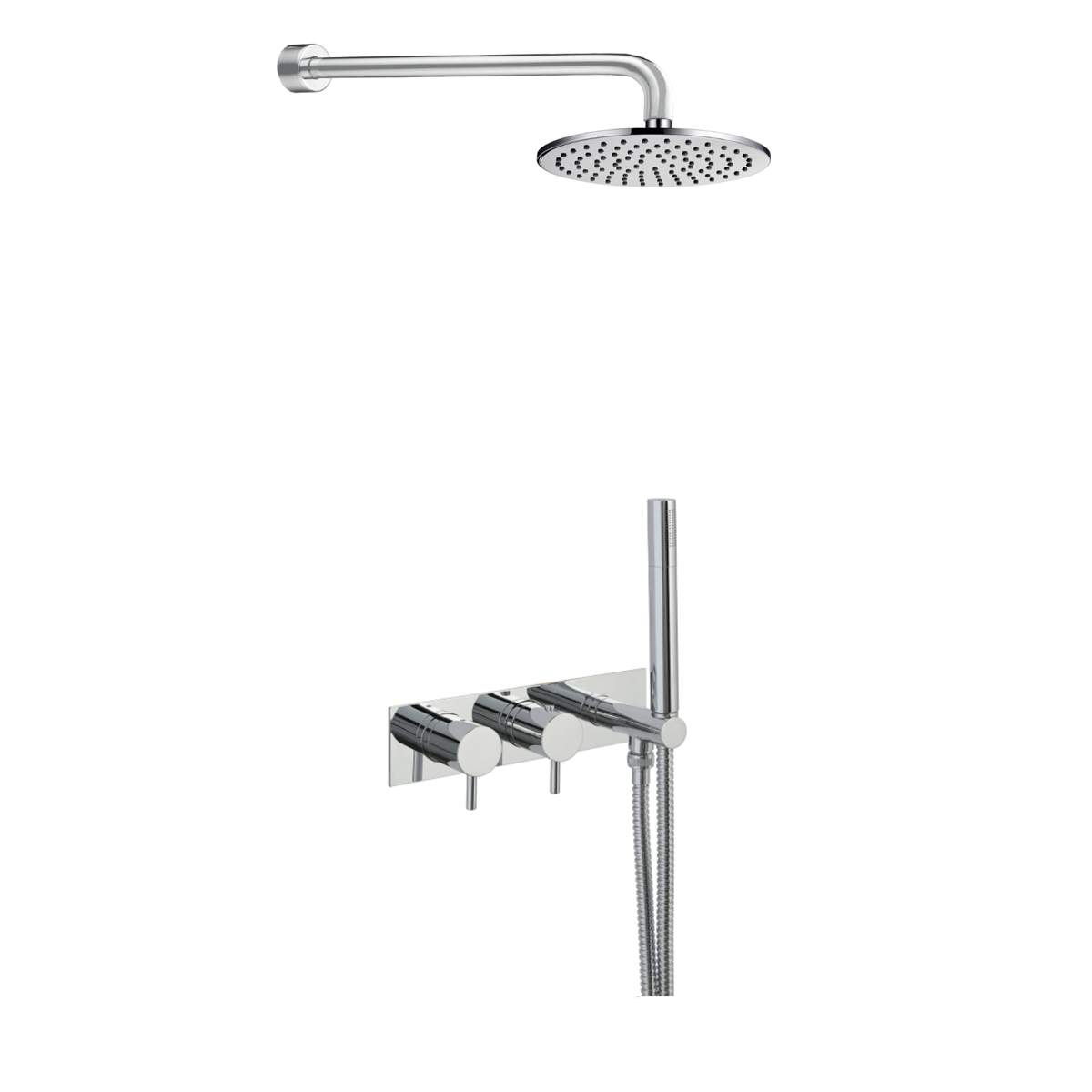 JTP Round Thermostat with Attached Handshower and Overhead Shower (COM035)