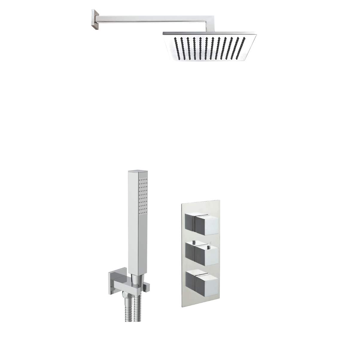 JTP Square Thermostat with Overhead Shower and Fixed Shower Handle (COM041)