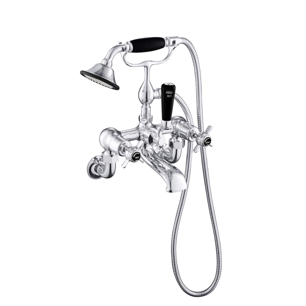 JTP Grosvenor Pinch Black Edition Bath Wall Mounted Shower Mixer with Kit (GB98275WM)