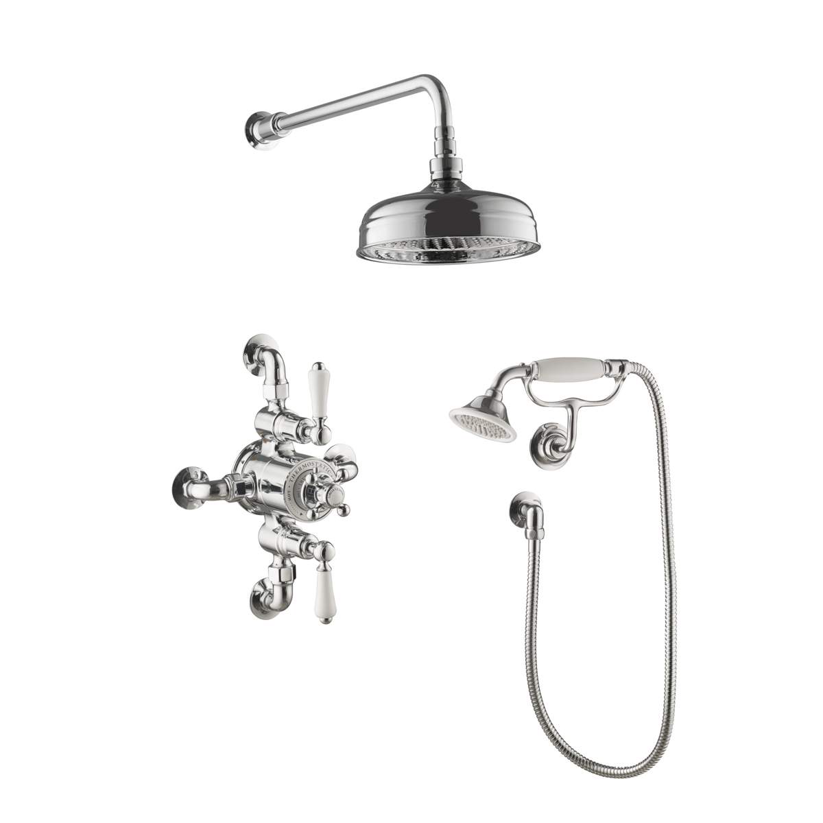 JTP Grosvenor Cross Chrome Exposed Thermostatic Valve with 2 Outlet (GRO281CH)